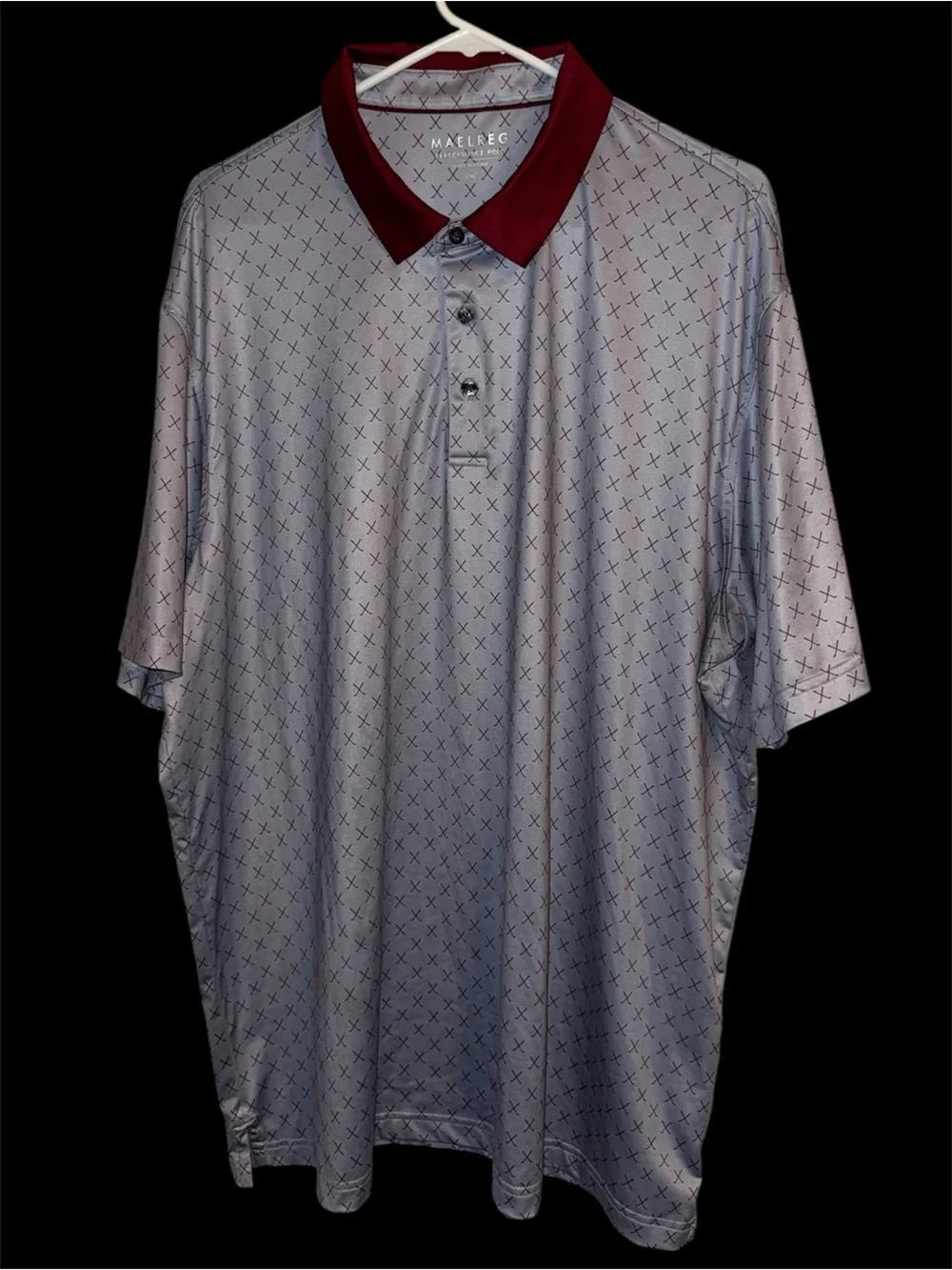 Magellan Golf Men's 2XL Maroon Collar Gray Polo